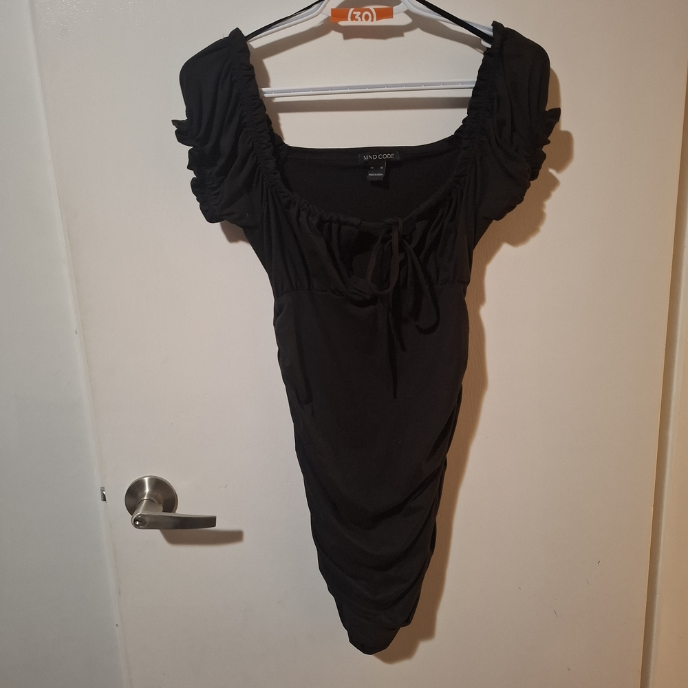 1007 Ruched Lace-Up Bust Mini Dress